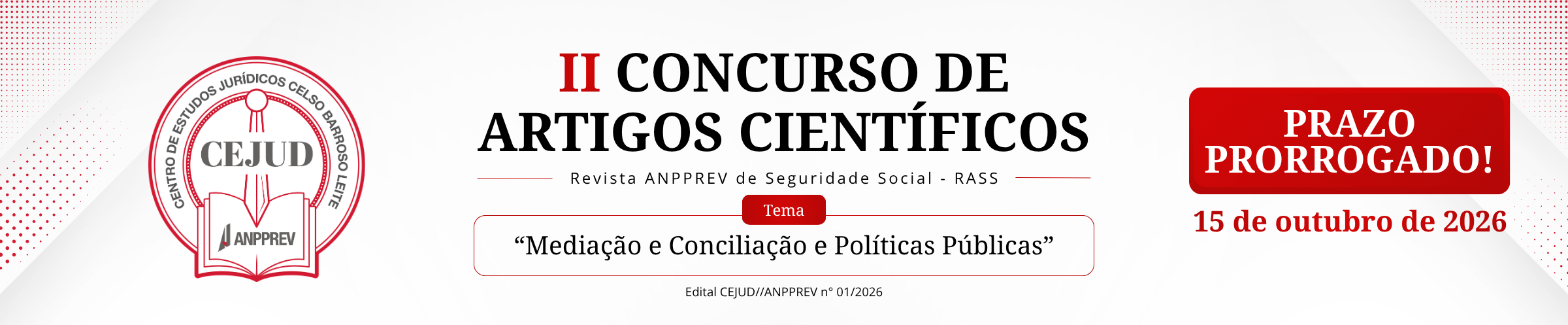 Banner - II Concurso de Artigos Científicos da RASS tem prazo de inscrições prorrogado