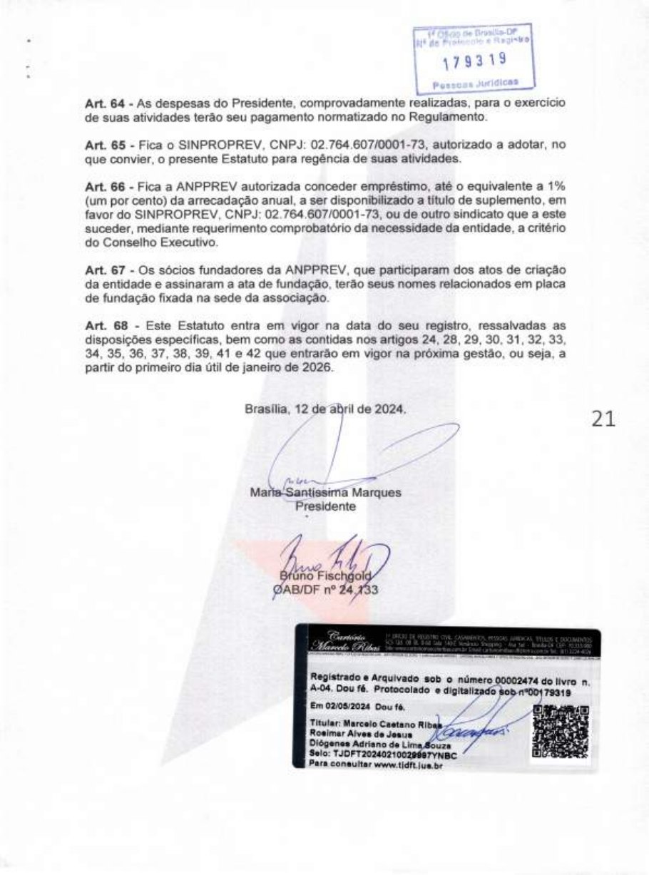 Estatuto da ANPPREV — página 21 de 21